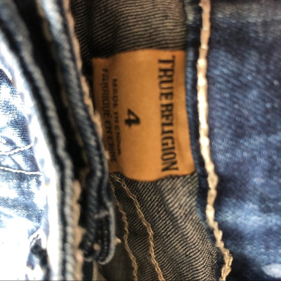 True Religion Denim Jeans Paint Splatter & Rugged Distressed style Like NEW Sz 4 - Picture 3 of 6